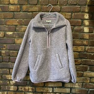 Madewell purple Sherpa quarterzip w bell sleeves